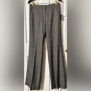 WORTH New York NWT WOOL Stretch Plaid Pants 8 BLACK CREAM HOUSTON Straight Leg